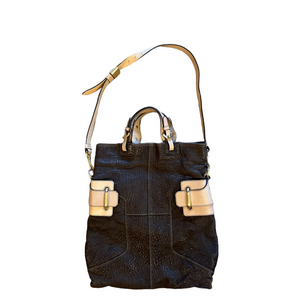 orYANY Foldover Large Pebbled Leather Convertible Tote Satchel Bag